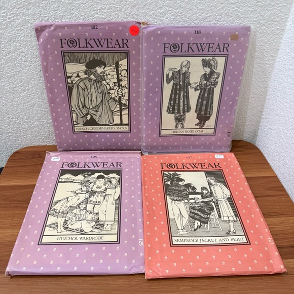 Lot of 4 Vintage Folkwear #102 #118 #125 #127 Collectible Sewing Patterns - Picture 2 of 10